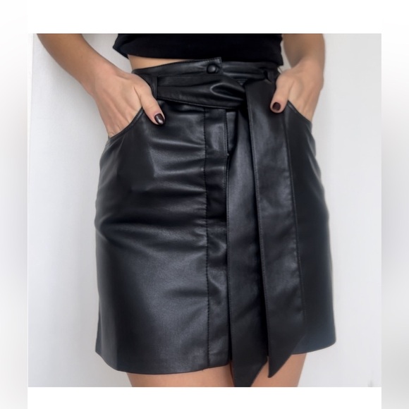 NANUSHKA Vegan Leather Meda Belted Mini Skirt